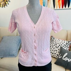 Talbots Pink Pima Cotton Button Front Cardigan Size P